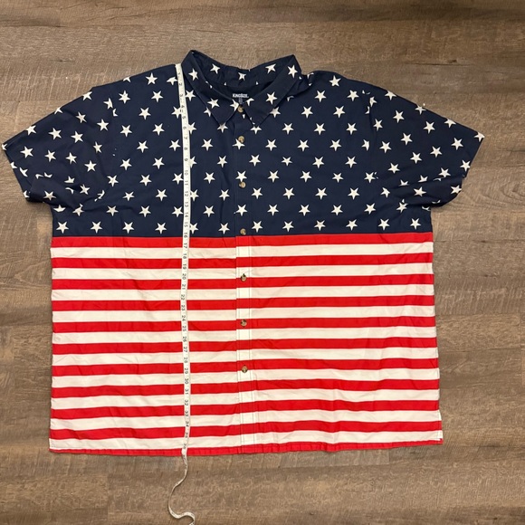 Kingsize 6XL Big American Flag Button Down Shirt USA Patriotic Top - Picture 4 of 5